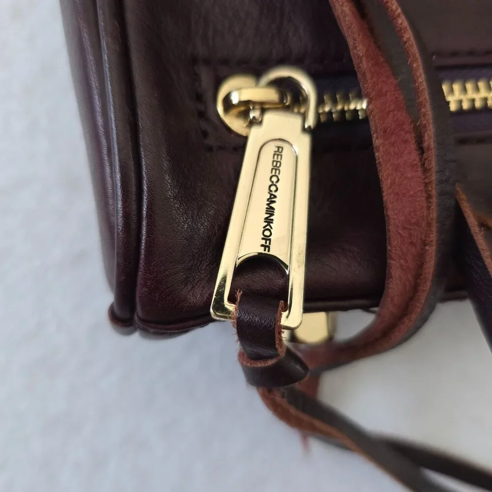 Rebecca Minkoff Maroon Leather Crossbody Bag Gold Chain Strap Zipper FLAW